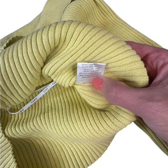 Y2K Ribbed Knit Cropped Cardigan by SABO Chartreuse Lime 100% Cotton L (8) D108 - Picture 6 of 8